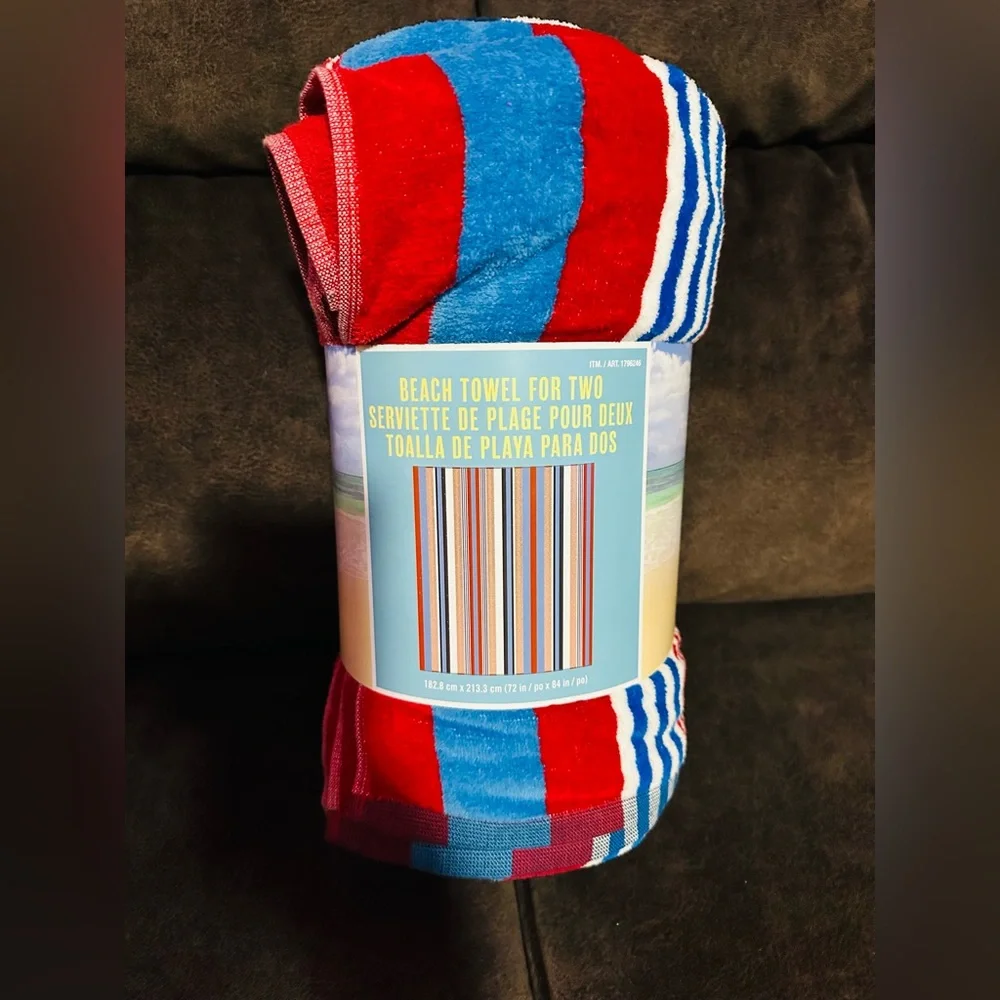 Huge Colorful Striped Design Beach Towel for Two (6ftx7ft)